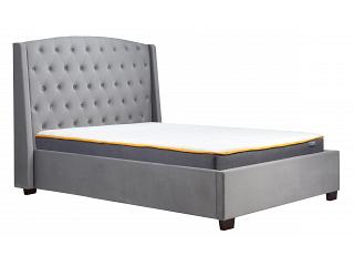 6ft Super King Bally Grey Velvet Fabric Upholstered Winged Back Bed Frame
